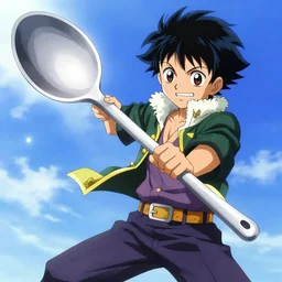 a shonen anime protagonist that wields a huge spoon as a weapon