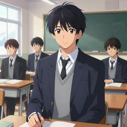 boy's love anime modern high school classroom in winter, expert high detail concept art, perfect proportions fine - face, vivid colors, photorealistic shaded lighting poster ilya kuvshinov, katsuhiro, jeremy lipkin and michael germash, makoto shinkai, wlop loish and clamp style, trending on art station, best selling artist
