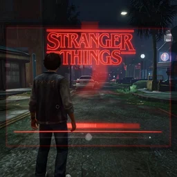 stranger things in gtav loading screen, video game art