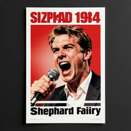 1984 authoritarian politician yelling into the microphone, Shephard Fairey poster, propaganda-print