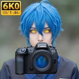 rimuru tempest, young man blue hair,!!!!! yellow eyes!!!!! canon eos r 3, f / 1. 4, iso 2 0 0, 1 / 1 6 0 s, 8 k, raw, unedited, symmetrical balance, in - frame