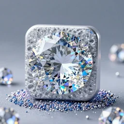 iridescent particle on frozen diamonds, iperdetailed, artstation, render, 3 d tilt shift, 4 k, cinematic, icon