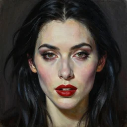 face close up of an extremely beautiful bond female VAMPIRE portrait, Masterpiece, oil on canvas, artgerm, norman rockwell, craig mulins, trending on pxiv,
