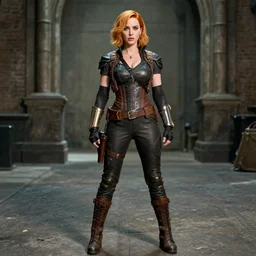 full length photograph christina hendricks as an atompunk warrior. extremely detailed. dslr. 8 5 mm.