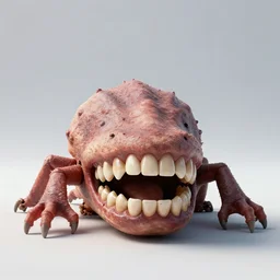 wide oblong creature made entirely out of teeth crawling towards camera, digital art, HD, Artstation, Unreal Octane render