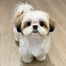 a shih tzu with huge cat eyes full body