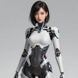 half body portrait of an absurdly attractive, graceful, sophisticated, asian cyberpunk mechanoid gravure idol, hyperdetailed illustration by irakli nadar, maria borges, matt wisniewski style, intricate linework, neon jellyfish body suit, carved bone ruff, fine art photography portrait, global illumination, radiant light