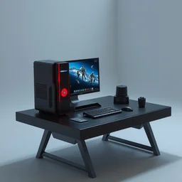 pc on table, concept art, hyperrealistic, trending on artstation, high quality, highly detailed, path traced, soft lighting, soft colors, digital art, 8 k hdr, octane render, unreal engine 5,