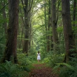 a whimsical forest, from the perspective of a dreamer, in the styles of romanticism and surrealism