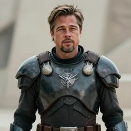 Brad Pitt looking menacingly in Harkonnen armor, photo realistic, cinematic, 4k, HDR, ultra high detail, realistic