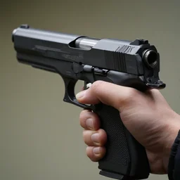 closeup shot of a hand holding a gun