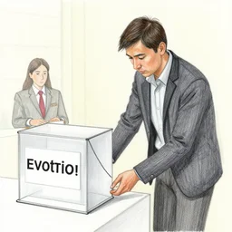 drawing of a man trying to fraud a eletcion