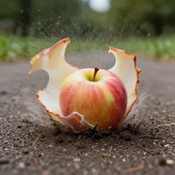 stunning slow - motion trail capture of an apple smashing ground. sigma 3 5 mm f 1 2