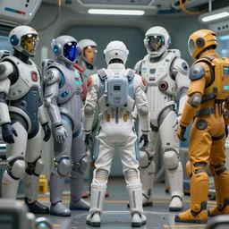 operation, diverse medical cybersuits, from behind, macro, wide wide angle, vivid, elaborate, highly detailed, beautiful lighting