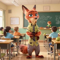 a scene of animal character in the class room, zootopia 2