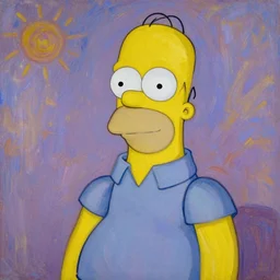 a portrait of homer simpson painted by clude monet