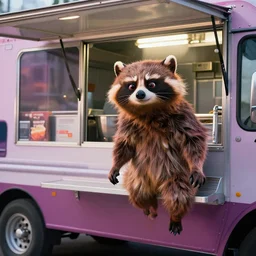film still of Rocket Racoon working as a food truck chef in the new Guardians of the Galaxy movie, 4k