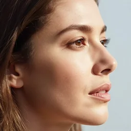 An analog beautiful portrait of a womans profile face in the sunlight. extremely detailed. hyperrealistic photo by annie leibovitz.