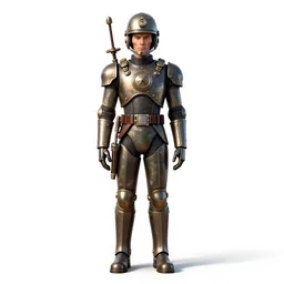 clockwork soldier, detailed 3d character render, full body, standing, isolated on a pure white background, centered, whole figure in frame, sharp focus, studio lighting