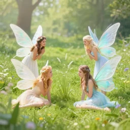 photo of beautiful fairies in a heavenly meadow