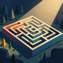 a colorful abstract maze vector art