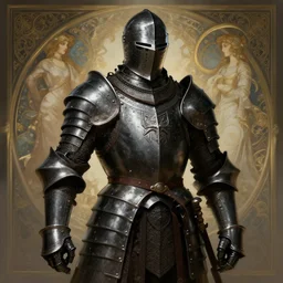 badass medieval knight covered in black iron armour, intricate, highly detailed, digital painting, artstation, concept art, smooth, sharp focus, illustration, Unreal Engine 5, 8K, art by artgerm and greg rutkowski and alphonse mucha
