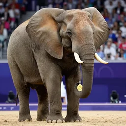an elephant winning gold at the olympics