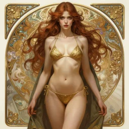 full body portrait of a terrible beautiful girl, sexy, bikini, d & d, fantasy, intricate, elegant, highly detailed, digital painting, artstation, concept art, smooth, sharp focus, illustration, art by artgerm and greg rutkowski and alphonse mucha