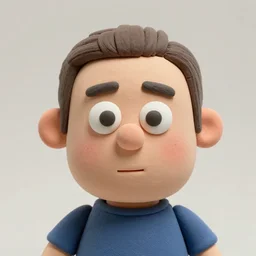 man huge forehead tiny face claymation