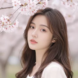 portrait of a beautiful young woman, cherry blossoms art by sarah ann loreth