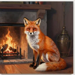 an aristocratic fox is sitting by the fireplace in an evening comanche, painted by greg rutkowski and noriyoshi ohrai and michael kaluta, 8 k, high quality