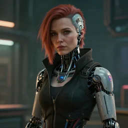 film still of mary elizabeth winstead with cybernetic enchancments in cyberpunk 2 0 7 7 ( 2 0 2 4 )