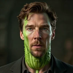 hyperrealistic film still of benedict cumberbatch disguised as a ( cucumber, vegetable ), stunning 3 d render, inspired by istvan sandorfi & greg rutkowski & unreal engine, perfect symmetry, dim volumetric cinematic lighting, 8 k octane comprehensive render, extremely hyper - detailed, incredibly lifelike attributes, intricate, real flesh texture, masterpiece, artstation, stunning,