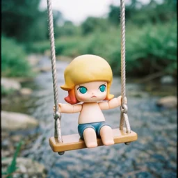 scene dua lipa as nendoroid on the swing as nendoroid by the rural stream, kodak film