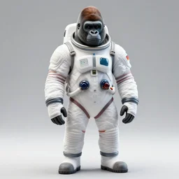 full body photo of a gorilla in a space suit.