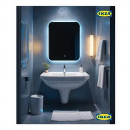 IKEA catalogue photo of a cyberpunk bathroom, by Paul Lehr