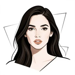 megan fox portrait by arunas kacinskas, sketch, pencils, minimalistic, procreate, digital illustration, vector illustration, doodle, applepencil, geometrical shapes and lines, newstyle