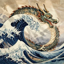 the great sushi dragon, hokusai