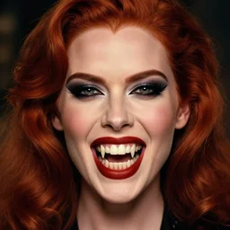 style of louis comfort tiffany : : gorgeous vampire amy adams : : sharp teeth fangs, open mouth sneer : : symmetrical face, symmetrical eyes : : gorgeous red hair : : magic lighting, low spacial lighting : :