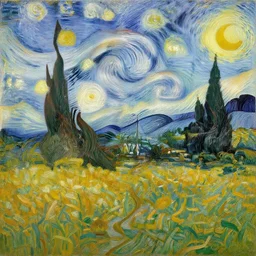 a highly realistic and photorealistic painting of the american countryside, by van gogh