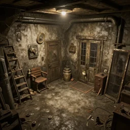 a beautiful insanely detailed concept art of a basement, by ruan jia