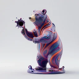 an beautiful sculpture of Bear, delicately positioned and entwined in vibrant fluid hues, is being drawn and spaghettified into a blackhole, Fantasy, hyperrealism, 4k, volumetric lighting, three dimensions, spaghettification, a digitally transformed world, user interface design, 3D modeling, artstation, illustration, and transportation design. art by Andrew Chiampo, Frederik Heyman and Jonathan Zawada,