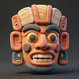 tribal maya mask made out of playdough, zbrush, 3 d, 8 k, unreal engine, octane render, hyper quality