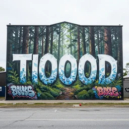 thousand acre woods scene as graffiti mural by lee, masterpiece, trending on artstation