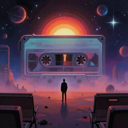 cassette futurism, cosmic psychedelic horror, wes anderson film scene, liminal space, colorful hopeful brilliant future sci - fi, harsh lighting, atmospheric haze, film. illustration by edward hopper, norman rockwell. film still, 1 6 mm cinematography