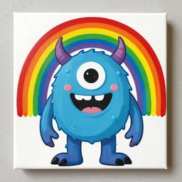 Acrylic paint mess, rainbow, monster