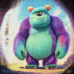 big friendly furry monster, colorful, character sheet, greg rutkowski, zabrocki, karlkka, jayison devadas, trending on artstation, 8 k, ultra wide angle, zenith view, pincushion lens effect
