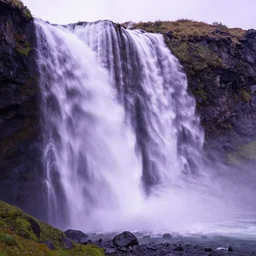 photo of a purple fjord waterfall