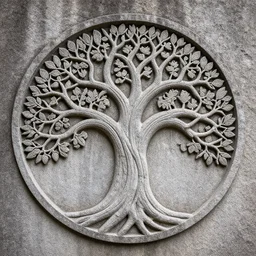 tree of life carved in stone intricate design,