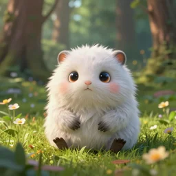 forest, cute fluffy funny nibbler with beauty eyes sitting in grass flowers, in the style of craola, shallow depth of field, highly detailed, digital painting, trending artstation, concept art, illustration, cinematic lighting, vibrant colors, photorealism, epic, octane render